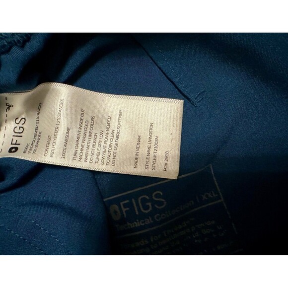 Women’s Figs Scrub Set Deep Reef Blue Limited Top & Livingston Pants XXL EUC! - Picture 3 of 6
